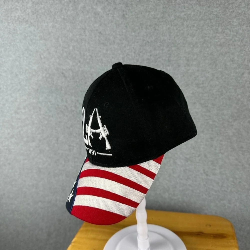 2A 1791 Patriotic American‎ Flag Gun Rights Embroidered Baseball Cap Black